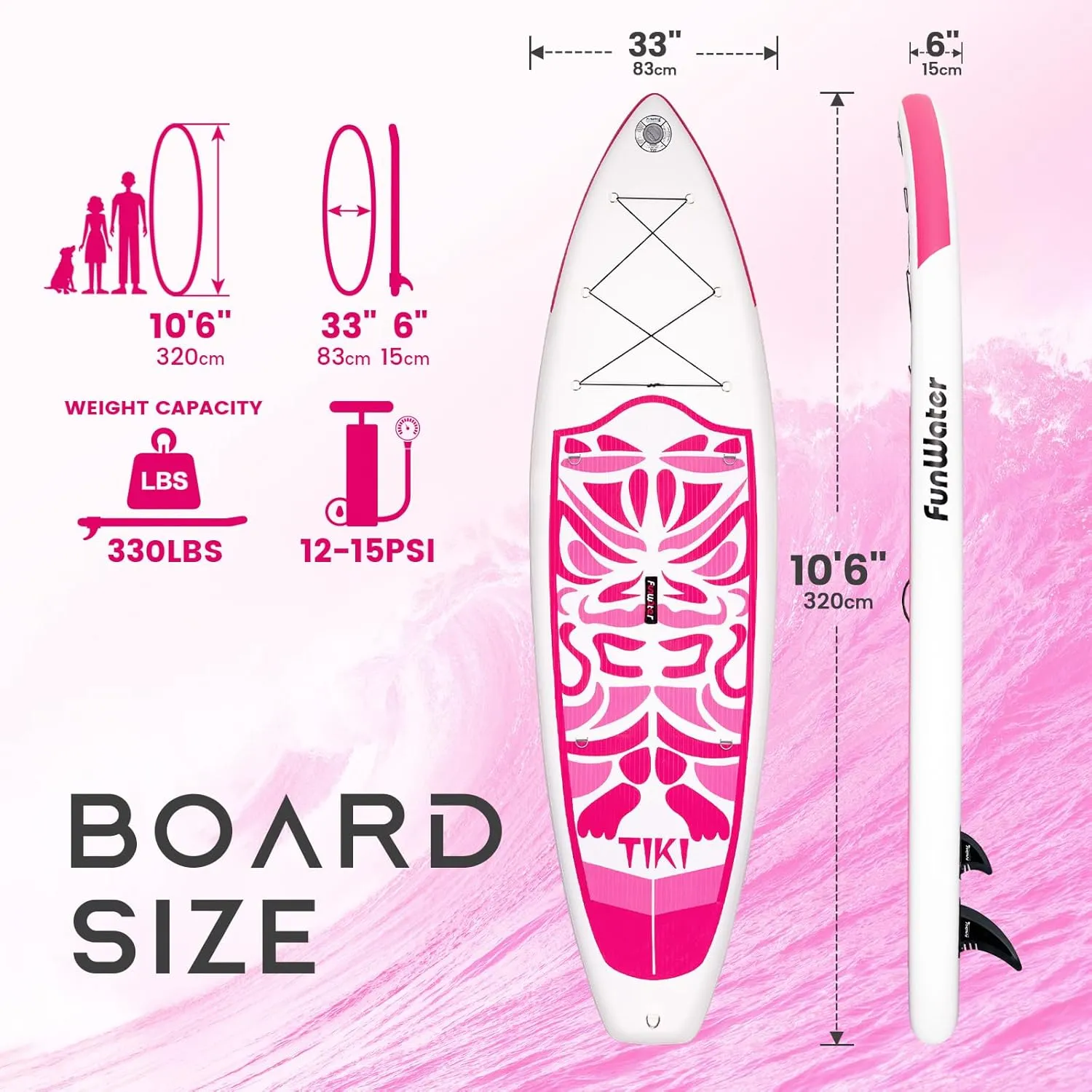 FunWater Inflatable Ultra-Light Stand Up Paddle Board for All Skill Levels with Premium SUP Paddleboard Accessories,Non-Slip Comfort Deck for Youth & Adults