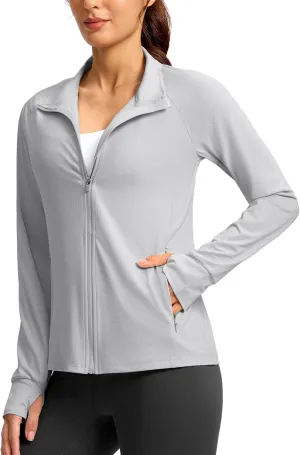 G Gradual Women's UPF 50  Lightweight Workout Jackets Sun Protection Zip Up 4 Pockets Long Sleeve Shirts Athletic Hiking