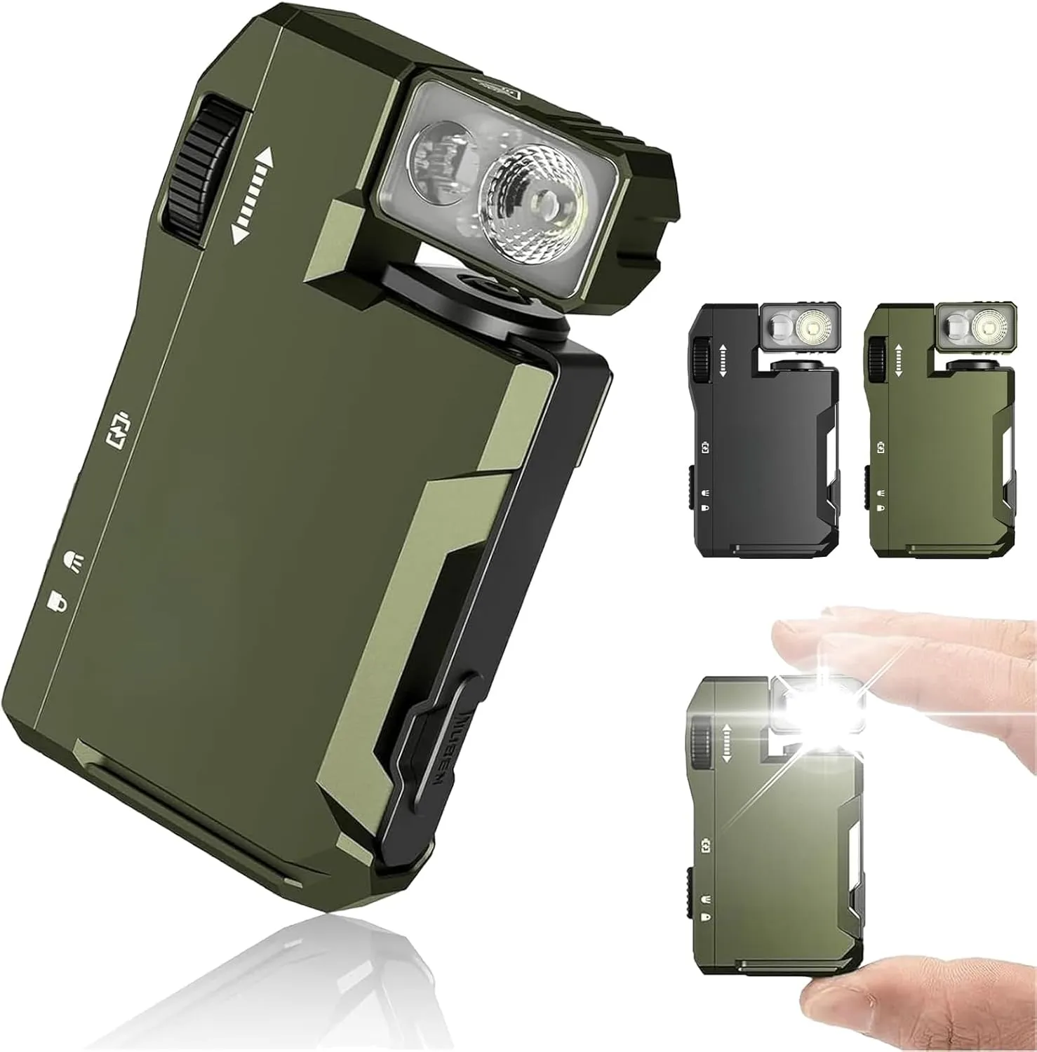 G5 EDC Flashlight 400 Lumens, Pickelect Rechargeable Magnetic Mini Light with 180° Rotation & Dual Beam, IPX68 Waterproof Pocket Torch for Outdoor, Emergency & Daily Use (Green)