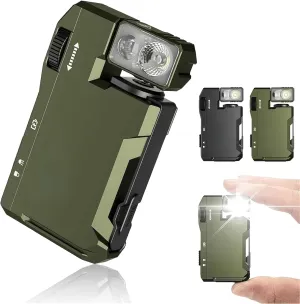 G5 EDC Flashlight 400 Lumens, Pickelect Rechargeable Magnetic Mini Light with 180° Rotation & Dual Beam, IPX68 Waterproof Pocket Torch for Outdoor, Emergency & Daily Use (Green)