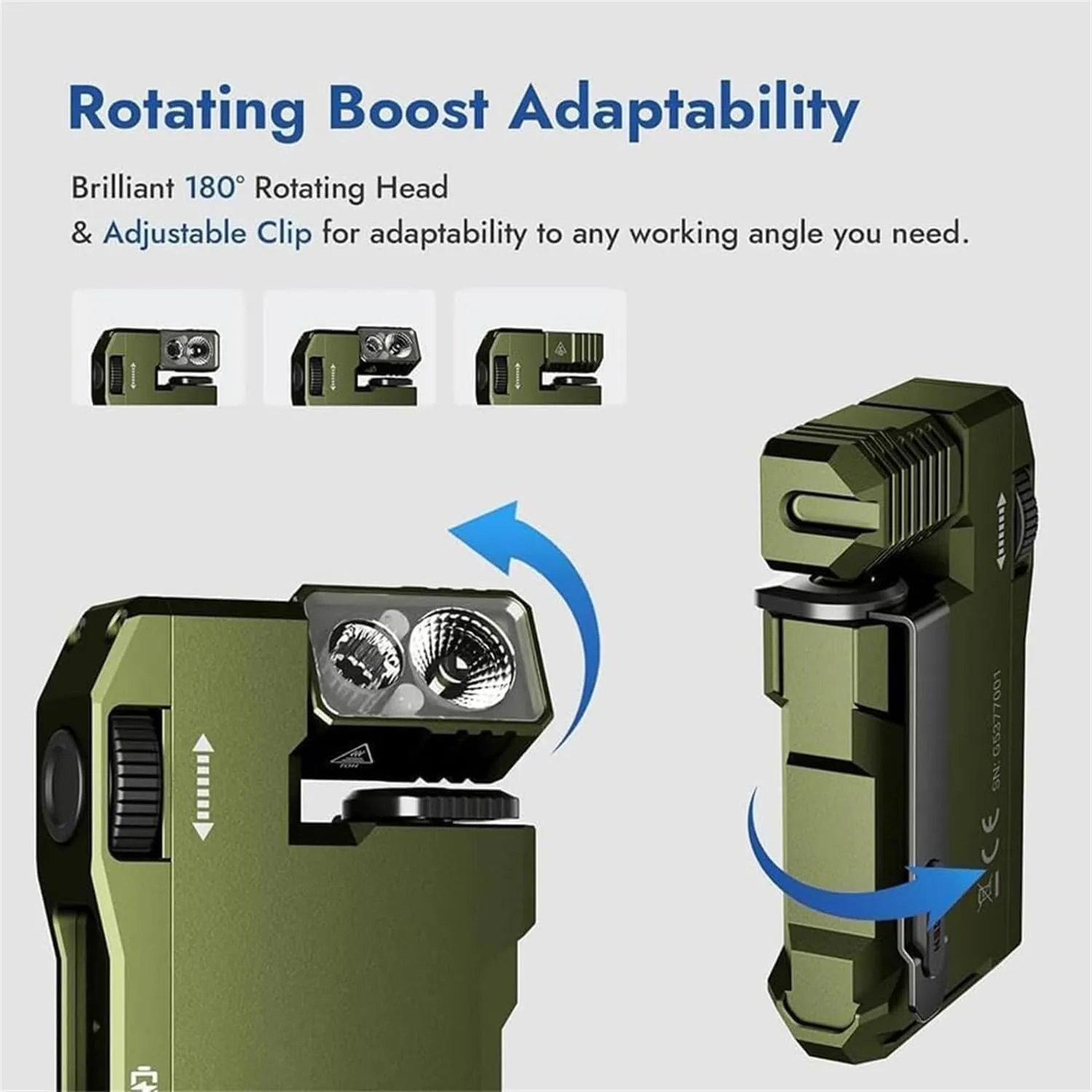 G5 EDC Flashlight 400 Lumens, Pickelect Rechargeable Magnetic Mini Light with 180° Rotation & Dual Beam, IPX68 Waterproof Pocket Torch for Outdoor, Emergency & Daily Use (Green)