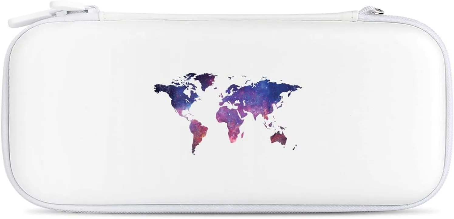 Galaxy World Map Hard Shell Travel Case with Rope 15 Game Card Pockets Compatible with Switch Protective
