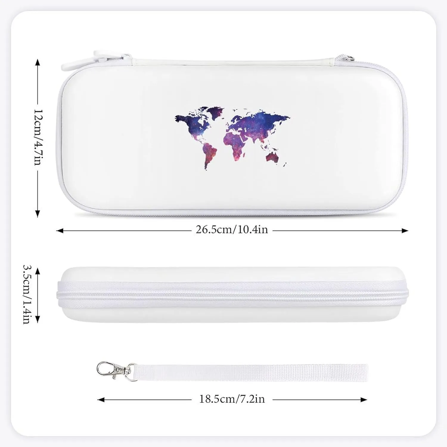 Galaxy World Map Hard Shell Travel Case with Rope 15 Game Card Pockets Compatible with Switch Protective