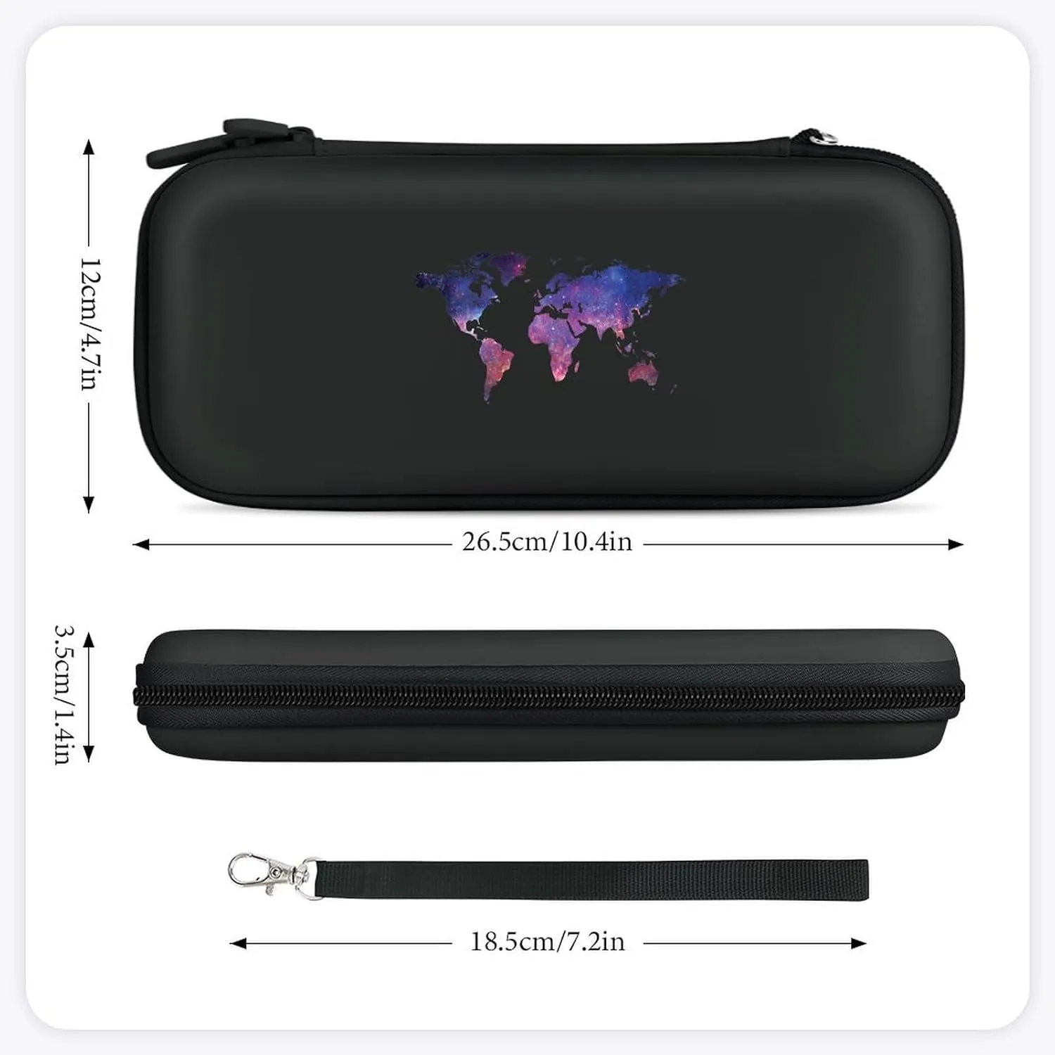 Galaxy World Map Hard Shell Travel Case with Rope 15 Game Card Pockets Compatible with Switch Protective