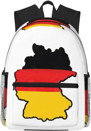 German Flag Map College Backpack For Women Men,Lightweight Travel Bag Backpack With Pockets for Women Men