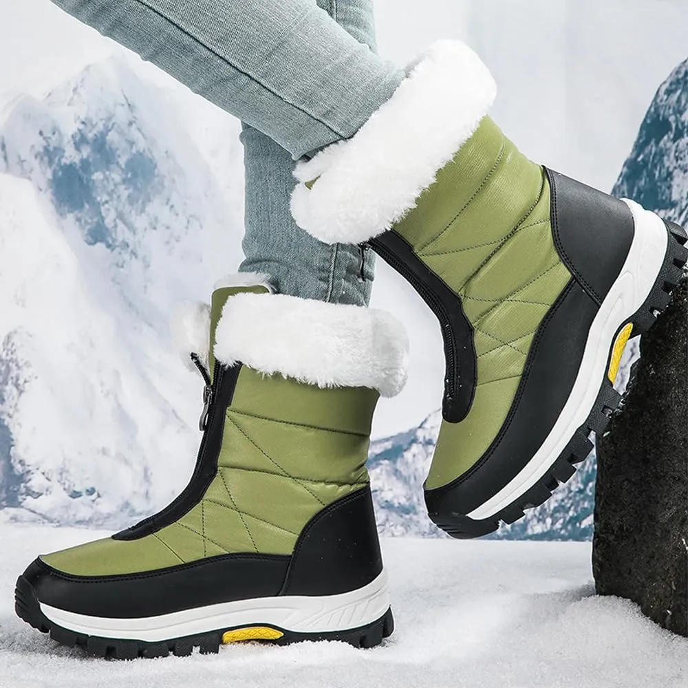 GEXECEUSS Womens Comfortable Snow Boots for Walking: Anti-Slip Mid-Calf Winter Boots - Durable Faux Fur Lined Booties for Women