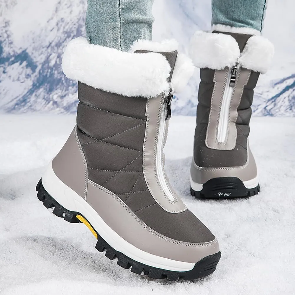 GEXECEUSS Womens Comfortable Snow Boots for Walking: Anti-Slip Mid-Calf Winter Boots - Durable Faux Fur Lined Booties for Women