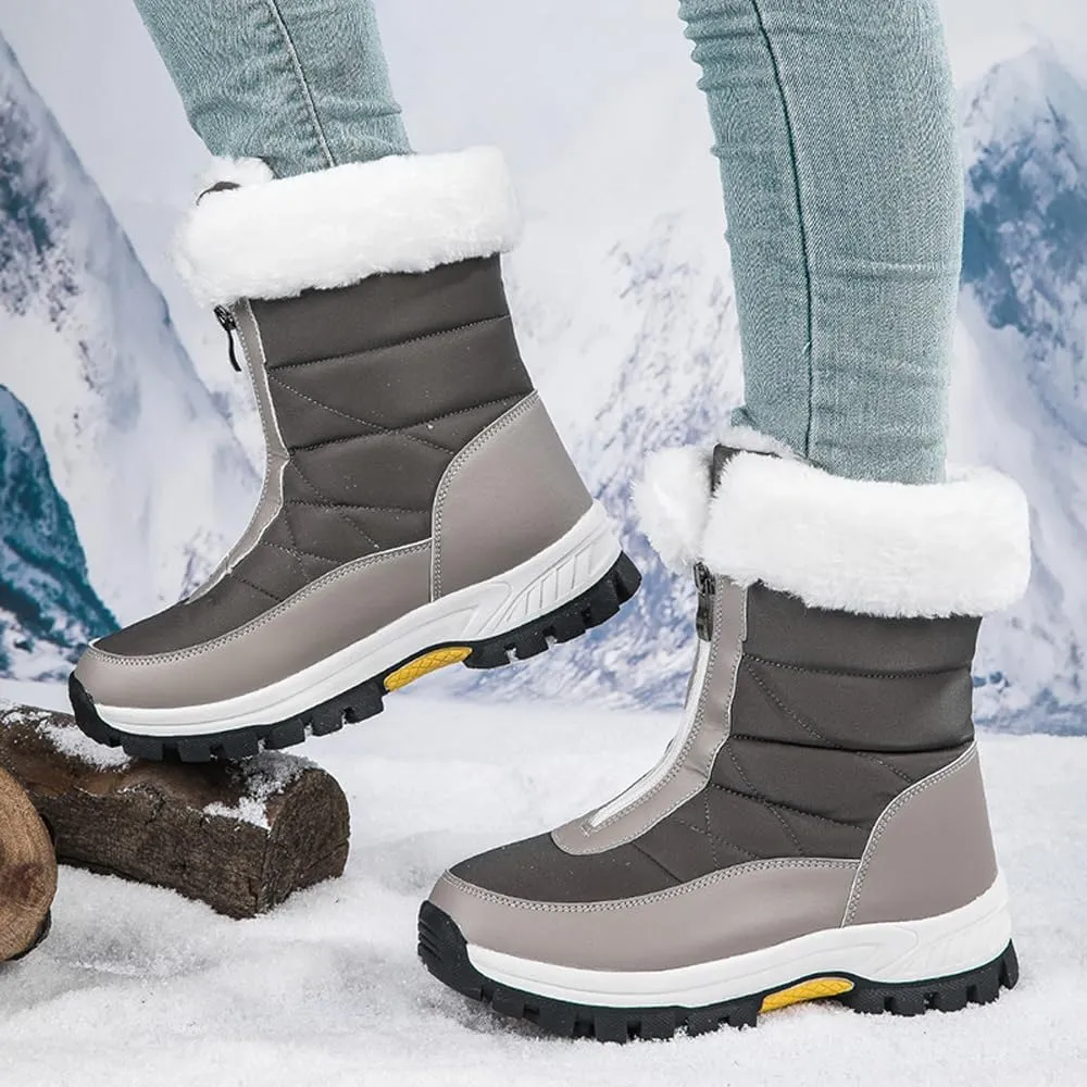 GEXECEUSS Womens Comfortable Snow Boots for Walking: Anti-Slip Mid-Calf Winter Boots - Durable Faux Fur Lined Booties for Women