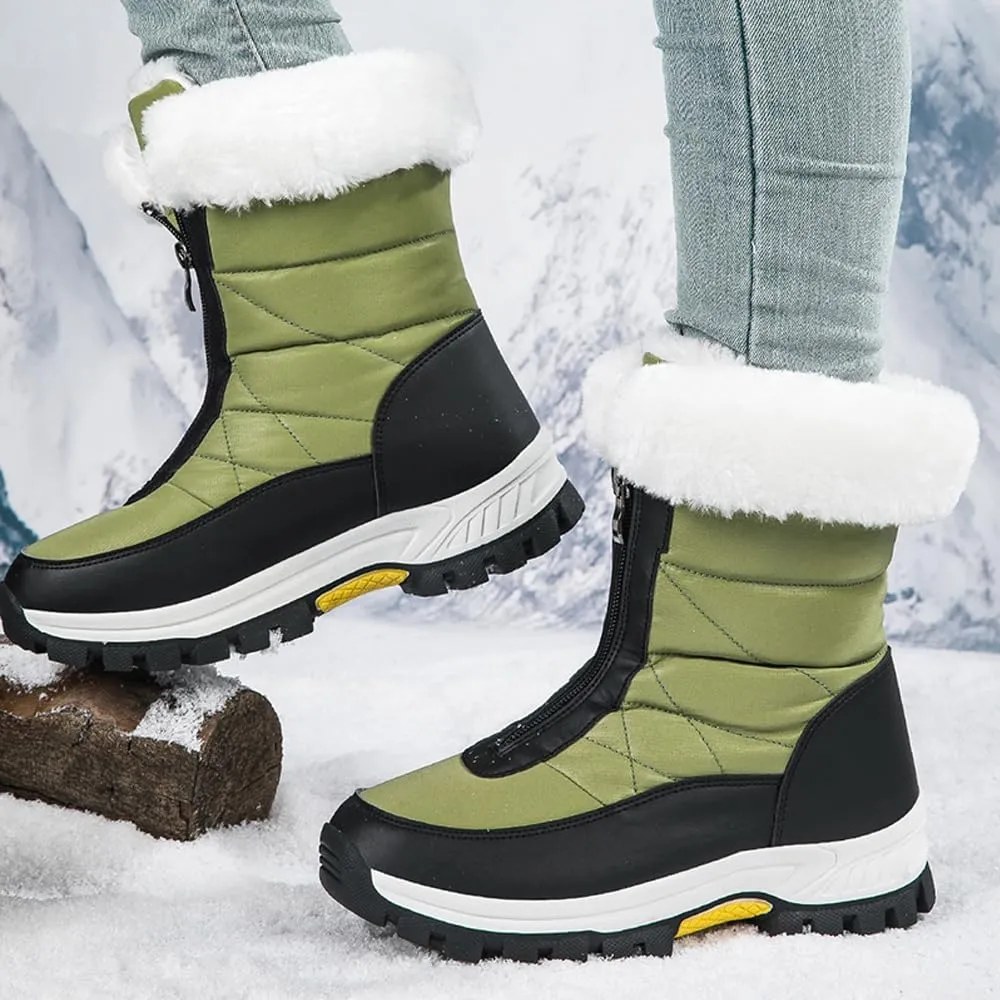 GEXECEUSS Womens Comfortable Snow Boots for Walking: Anti-Slip Mid-Calf Winter Boots - Durable Faux Fur Lined Booties for Women
