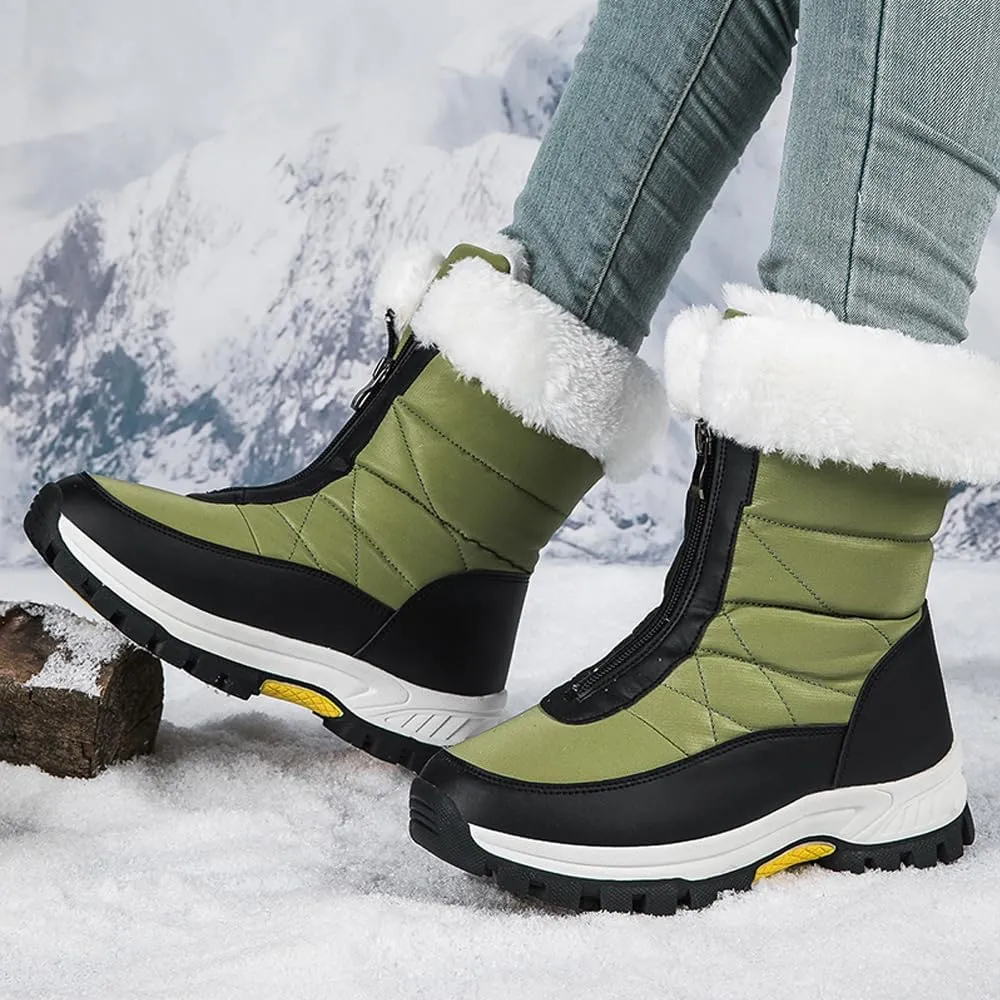 GEXECEUSS Womens Comfortable Snow Boots for Walking: Anti-Slip Mid-Calf Winter Boots - Durable Faux Fur Lined Booties for Women