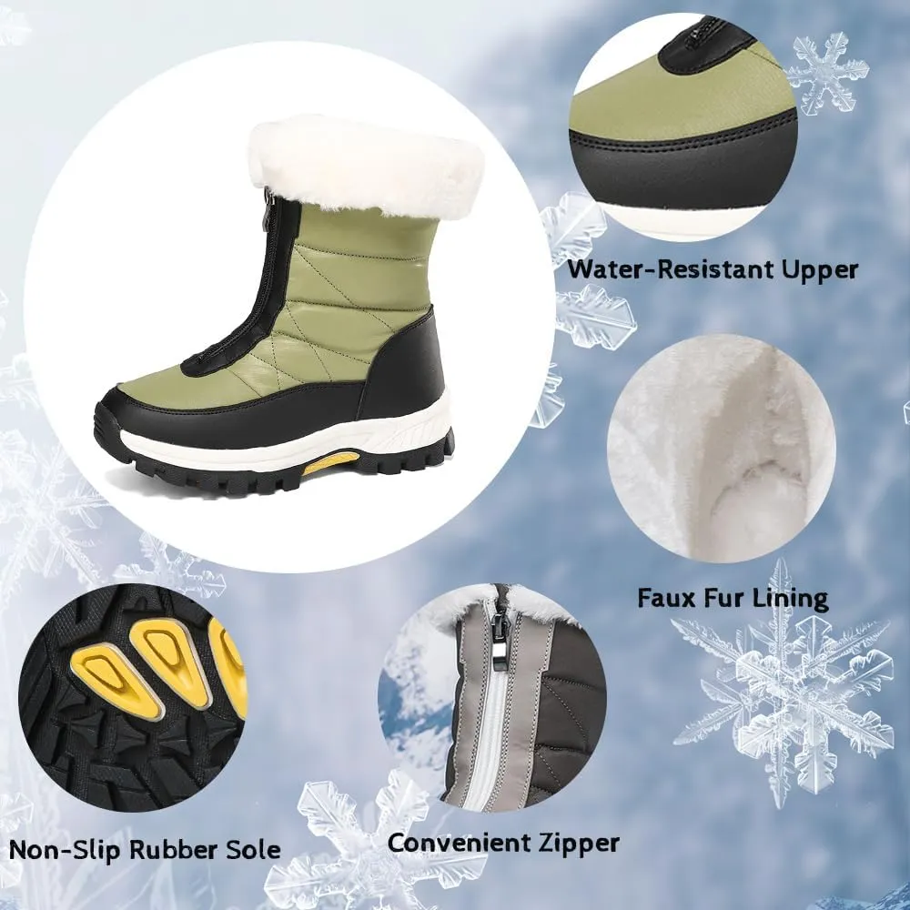 GEXECEUSS Womens Comfortable Snow Boots for Walking: Anti-Slip Mid-Calf Winter Boots - Durable Faux Fur Lined Booties for Women
