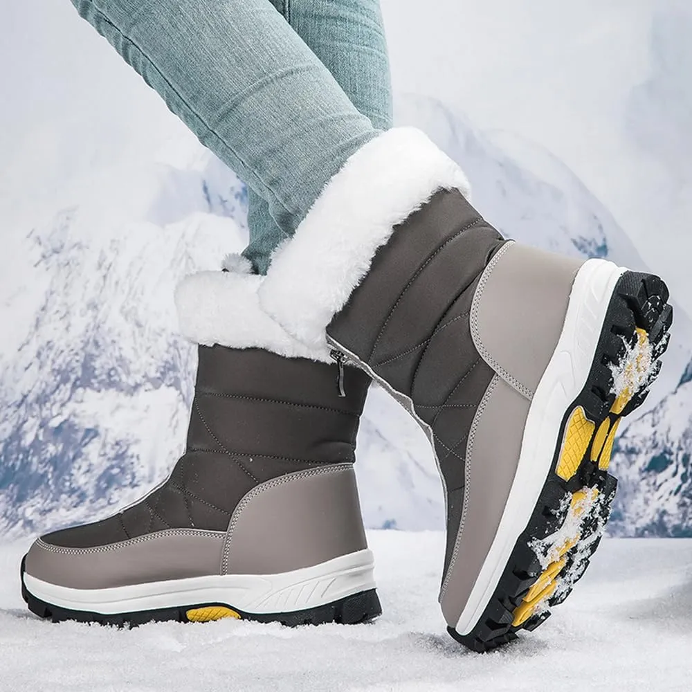 GEXECEUSS Womens Comfortable Snow Boots for Walking: Anti-Slip Mid-Calf Winter Boots - Durable Faux Fur Lined Booties for Women