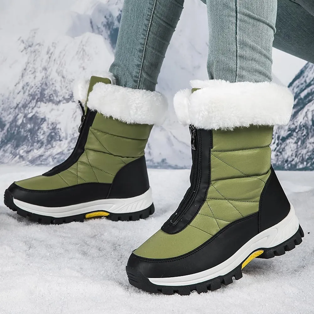 GEXECEUSS Womens Comfortable Snow Boots for Walking: Anti-Slip Mid-Calf Winter Boots - Durable Faux Fur Lined Booties for Women