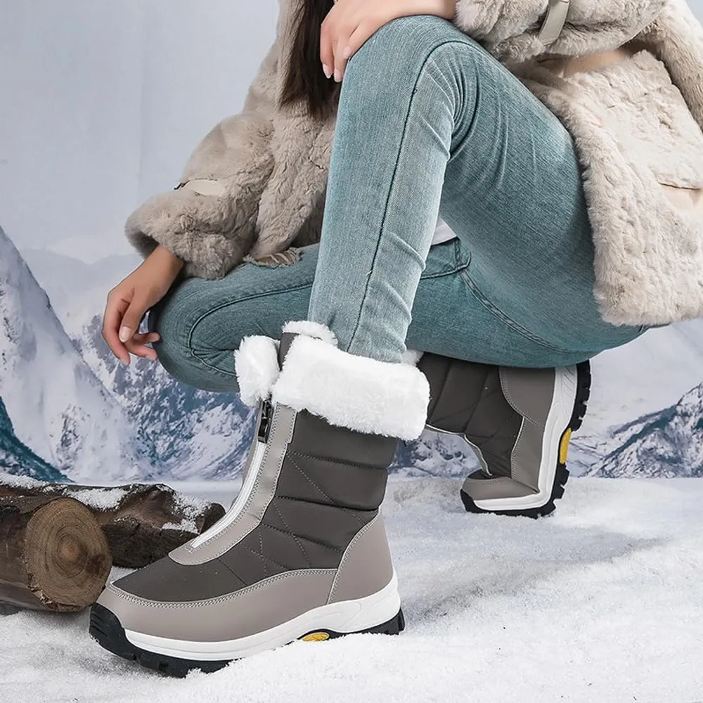 GEXECEUSS Womens Comfortable Snow Boots for Walking: Anti-Slip Mid-Calf Winter Boots - Durable Faux Fur Lined Booties for Women