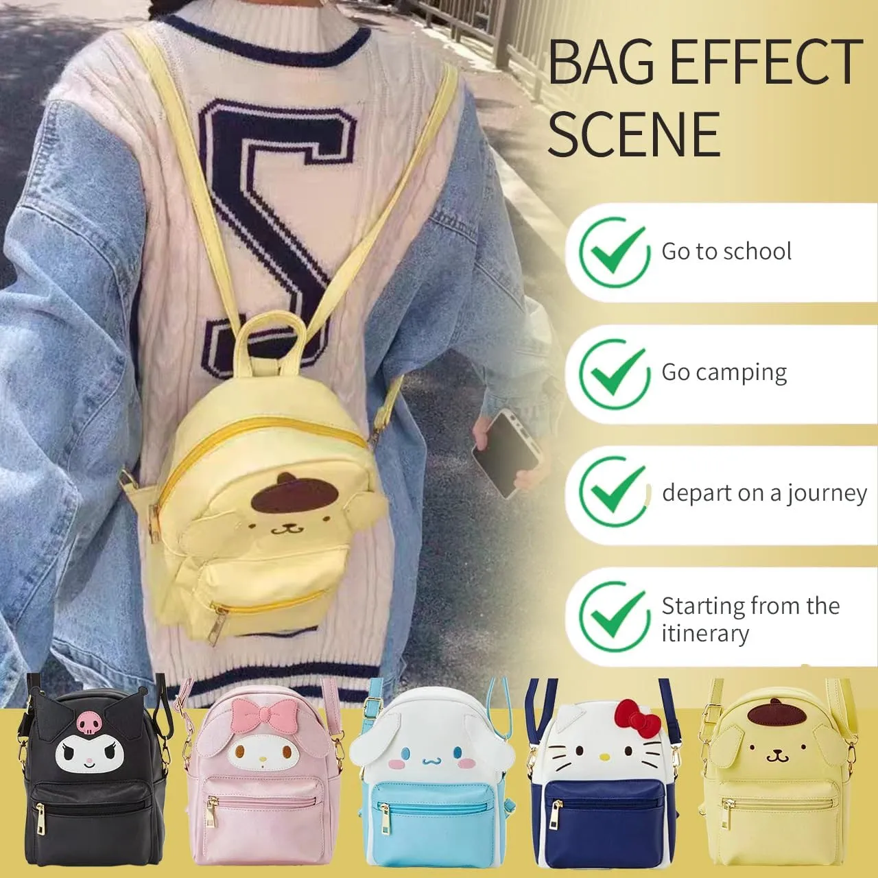 Girls Cute Mini Kawaii Backpack, Cute Handbag Shoulder Bag, PU Material, Adjustable Straps, Birthday Gift