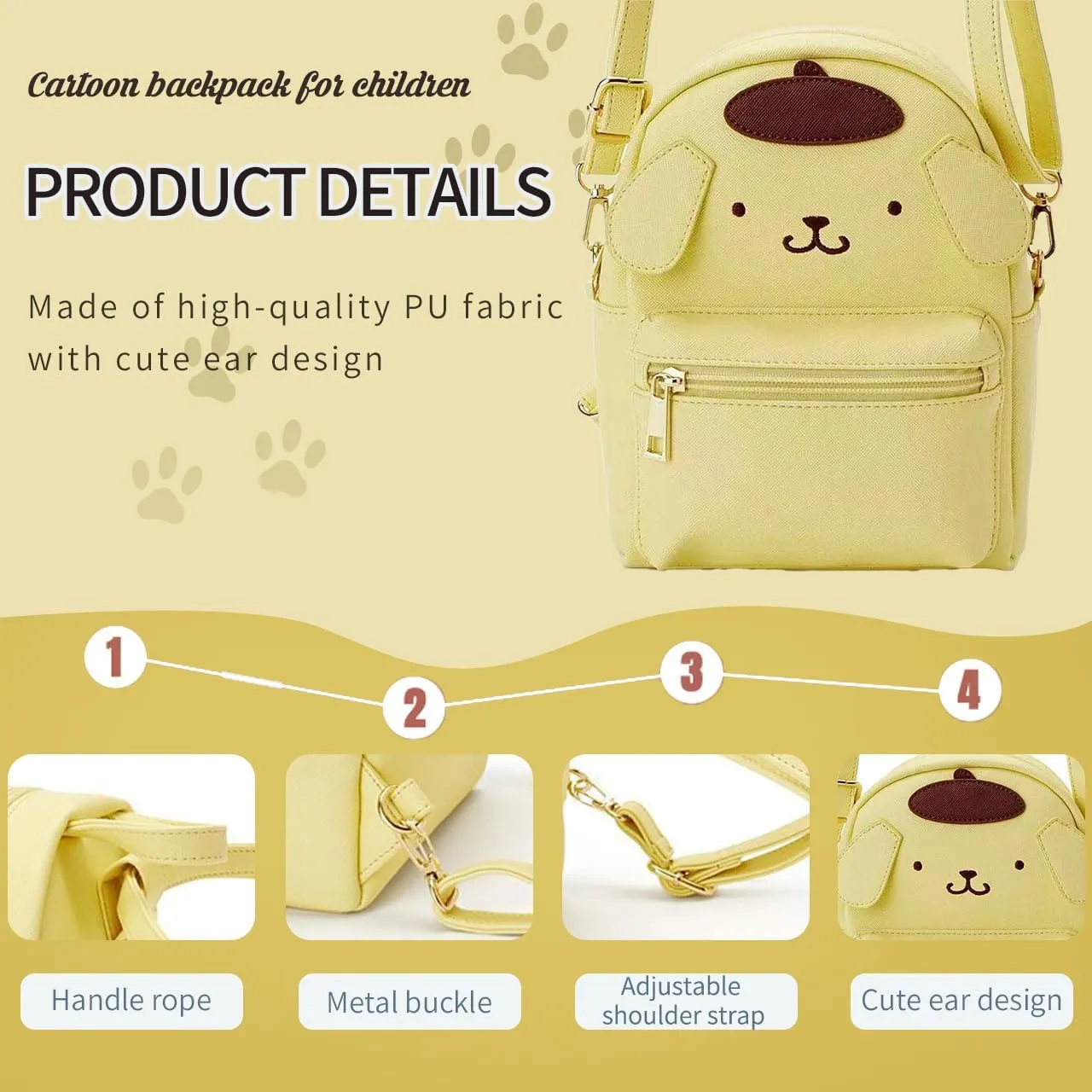 Girls Cute Mini Kawaii Backpack, Cute Handbag Shoulder Bag, PU Material, Adjustable Straps, Birthday Gift