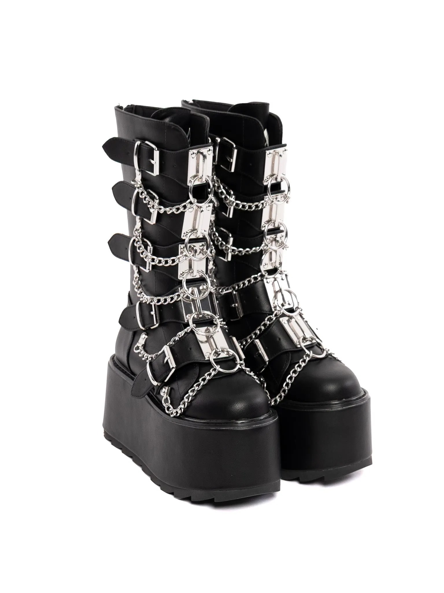 Glitch Silver Chain Platform Boots Y.R.U.