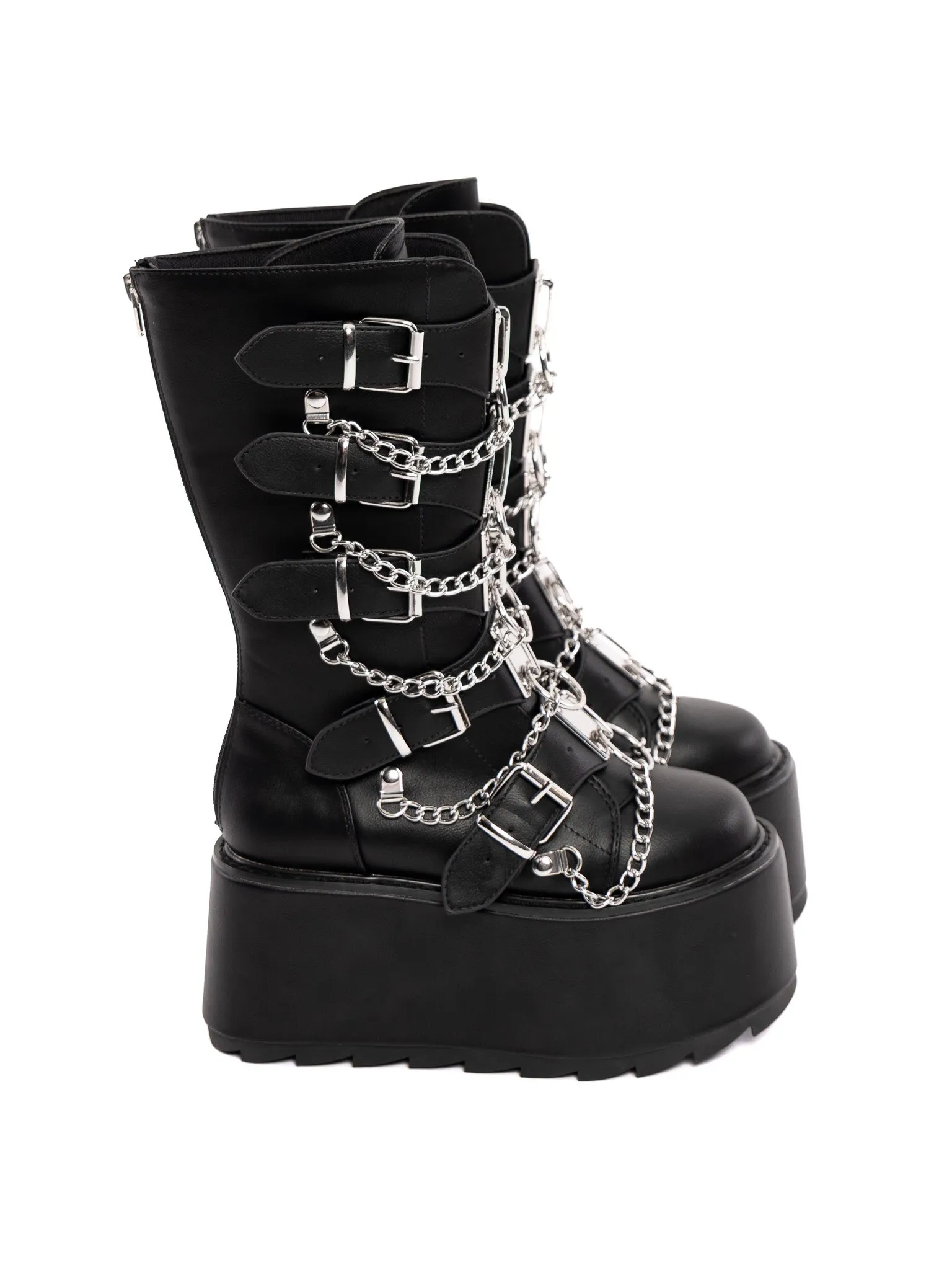 Glitch Silver Chain Platform Boots Y.R.U.