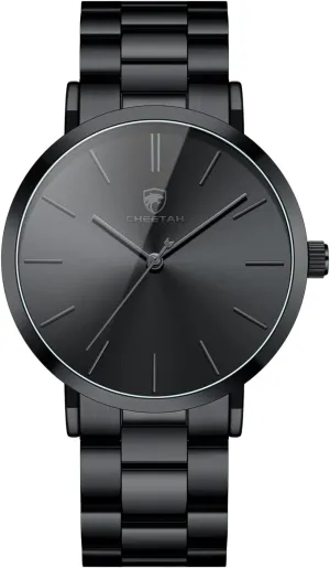 GOLDEN HOUR Men's Watches Slim Minimalist Runway Plated Stainless Steel Quartz Analog Watch