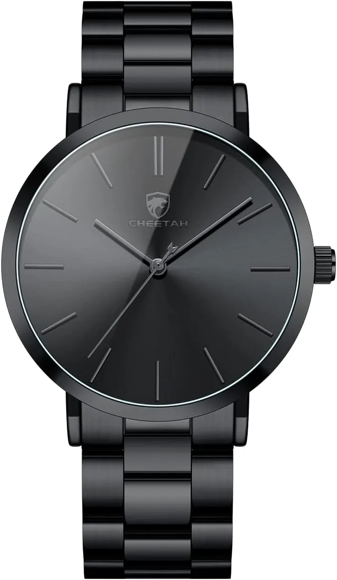 GOLDEN HOUR Men's Watches Slim Minimalist Runway Plated Stainless Steel Quartz Analog Watch