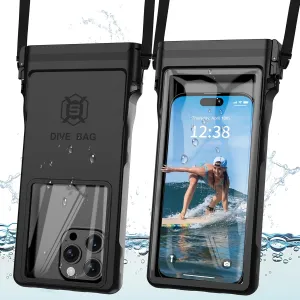 GOLDJU Waterproof Phone Case, Underwater Diving Phone Case for Snorkeling,IPX8 Waterproof Phone Pouch with Lanyard for Apple iPhone,Samsung,and up to 7.0",Beach Cruise Ship Travel Essentials - Black