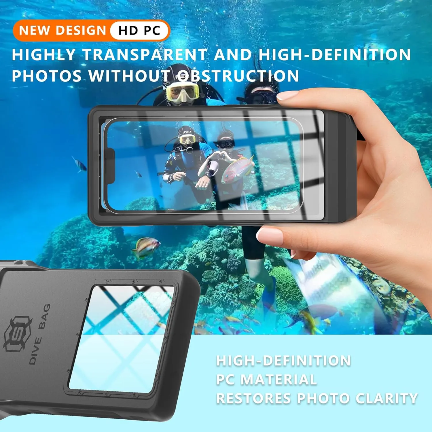 GOLDJU Waterproof Phone Case, Underwater Diving Phone Case for Snorkeling,IPX8 Waterproof Phone Pouch with Lanyard for Apple iPhone,Samsung,and up to 7.0",Beach Cruise Ship Travel Essentials - Black