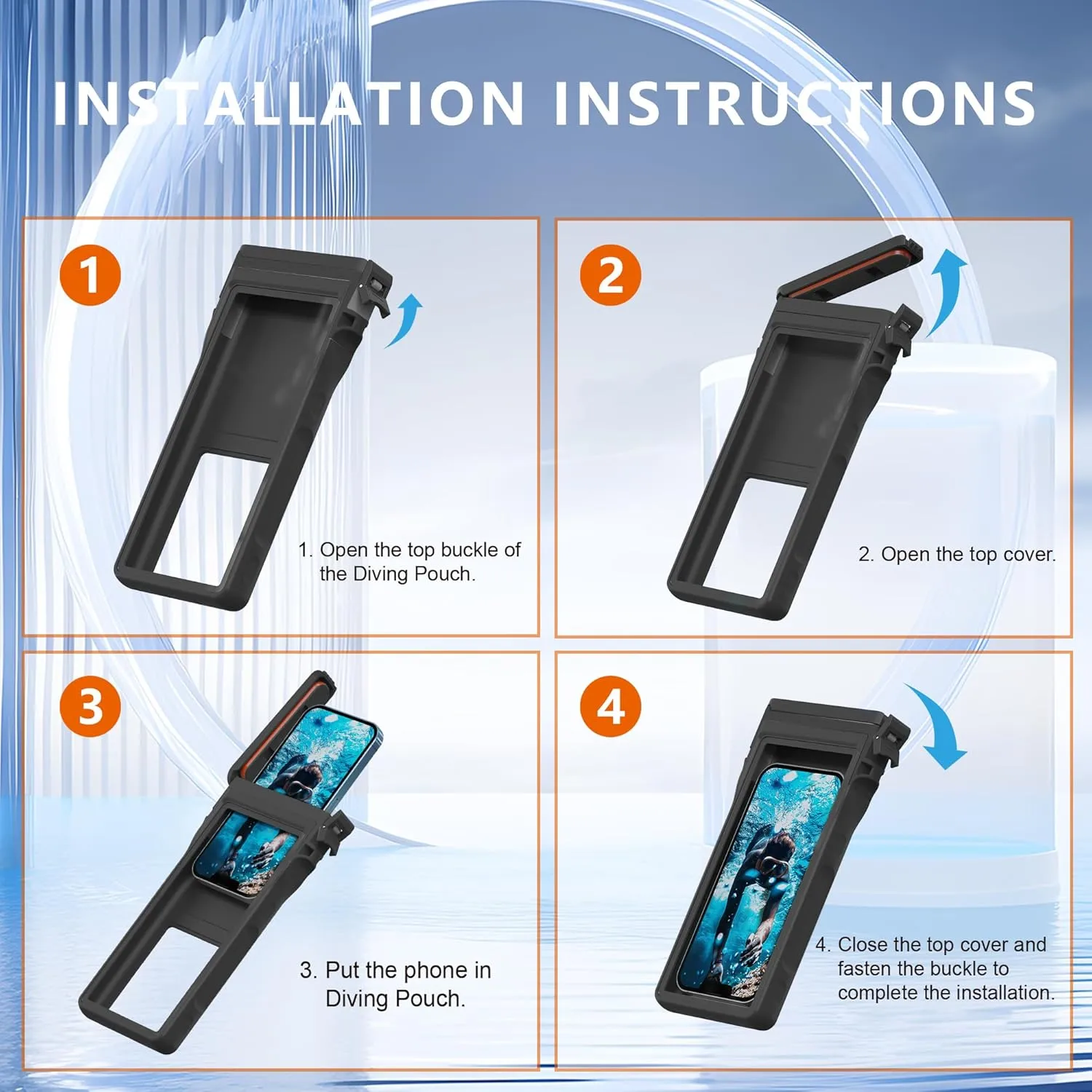 GOLDJU Waterproof Phone Case, Underwater Diving Phone Case for Snorkeling,IPX8 Waterproof Phone Pouch with Lanyard for Apple iPhone,Samsung,and up to 7.0",Beach Cruise Ship Travel Essentials - Black