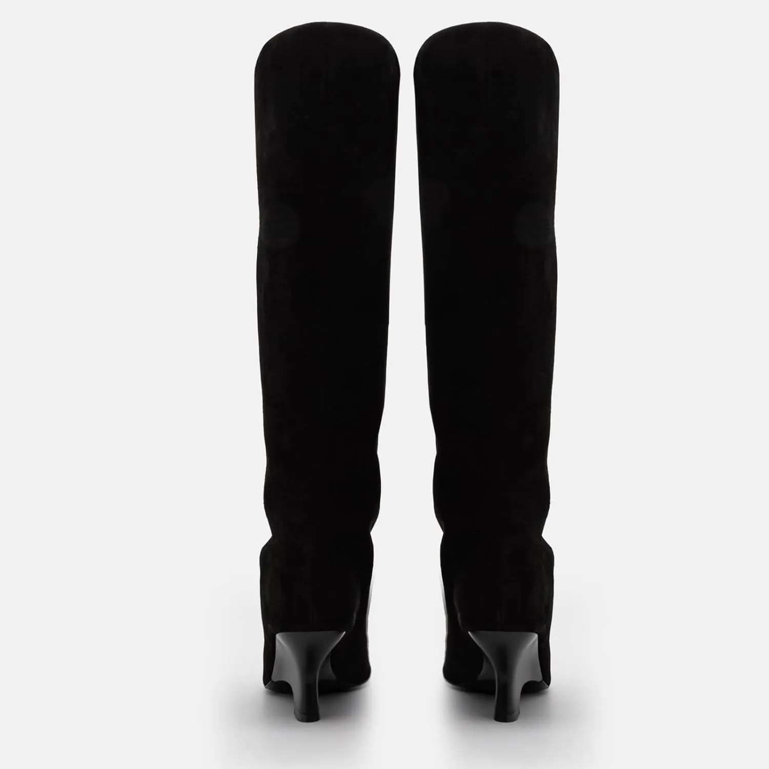Goolita Suede Fringe Round Open Toe Wide Calf Knee High Boots For Women Fall Winter Wedge Heels Pull On Tall Slouchy Boots
