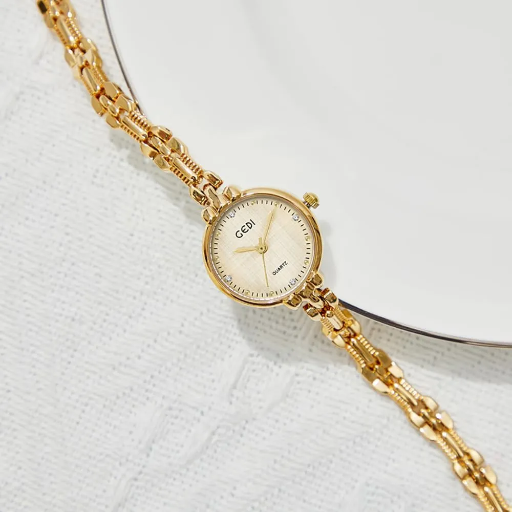 Gosasa Bracelet Watch for Women Fashion Dress Quartz Women's Wristwatch Small Elegant Ladies Watch with Stainless Steel Luxury Gold Waterproof Watch