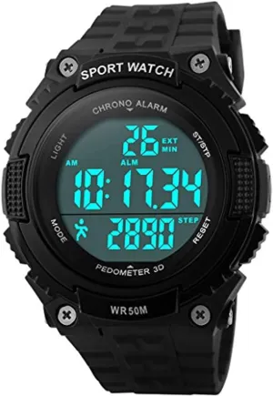 Gosasa Sports Waterproof Digital Fitness Watch Pedometer Multifunction Men's Wristwatches