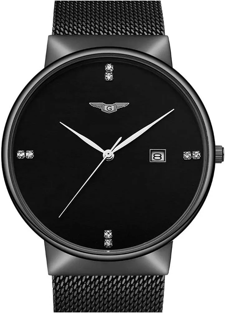 Gosasa Ultra Thin Luxury Watch Men's Quartz Watch Stainless Steel Waterproof Date Milanese Mesh Simple Watch