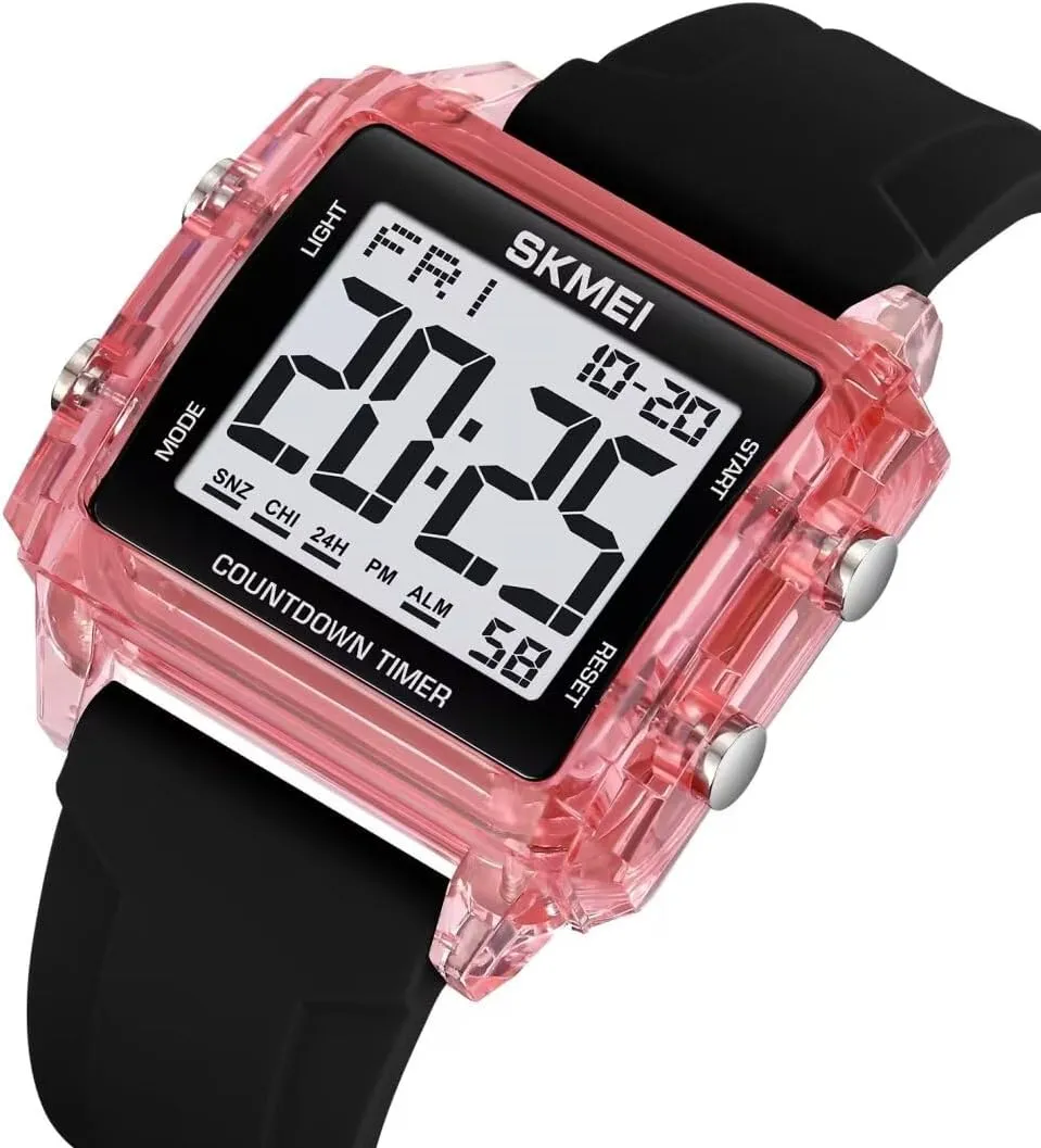 Gosasa Unisex Digital Watch Women Men Multifunction Outdoor Sport Watches Casual Silicone Strap Stopwatch Alarm Countdown Dual Time 50M Waterproof (Blue)