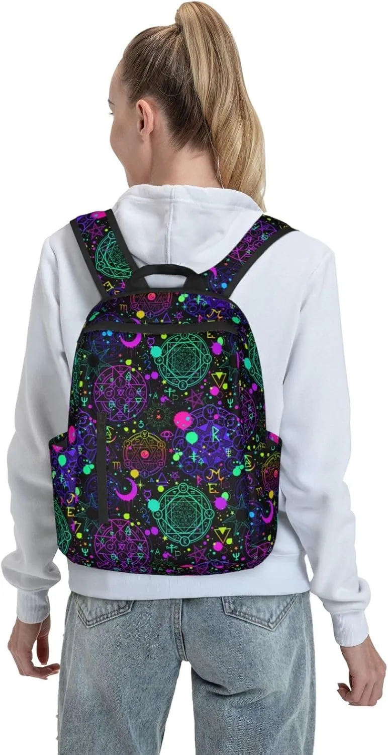 gothic trippy purple sun moon magic alchemical cosmic witch witchy Backpack Lightweight Backpack for College Travel Work for Men and Women
