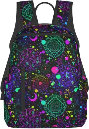 gothic trippy purple sun moon magic alchemical cosmic witch witchy Backpack Lightweight Backpack for College Travel Work for Men and Women
