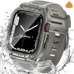 Goton 3 in 1 Waterproof Case and Band with Tempered Glass Screen Protector for Apple Watch Series 10 9 8 7 6 5 4 SE2 SE Ultra 46mm 42mm 44mm 40mm 45mm 41mm 49mm, Bumper Cover for iWatch Accessories
