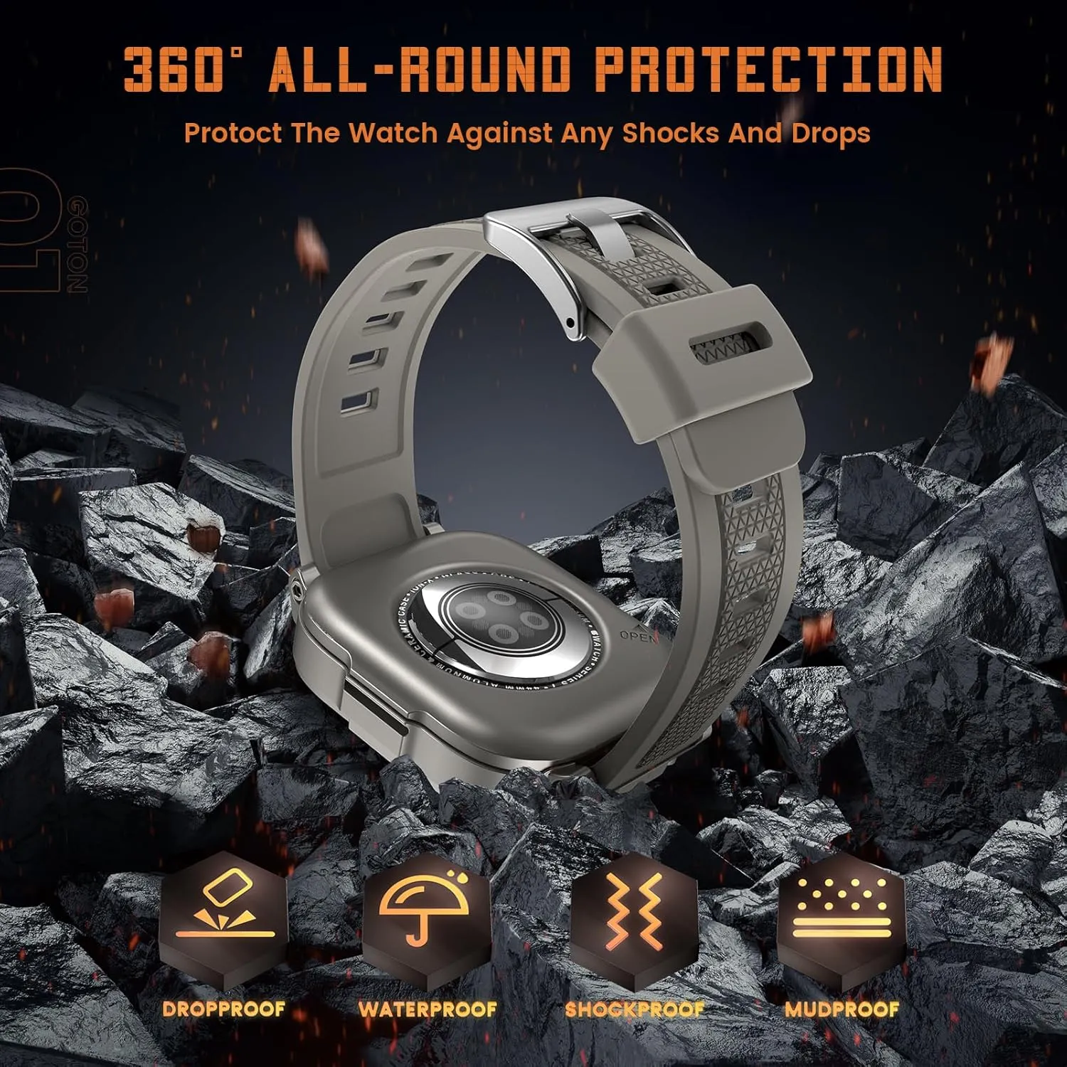 Goton 3 in 1 Waterproof Case and Band with Tempered Glass Screen Protector for Apple Watch Series 10 9 8 7 6 5 4 SE2 SE Ultra 46mm 42mm 44mm 40mm 45mm 41mm 49mm, Bumper Cover for iWatch Accessories