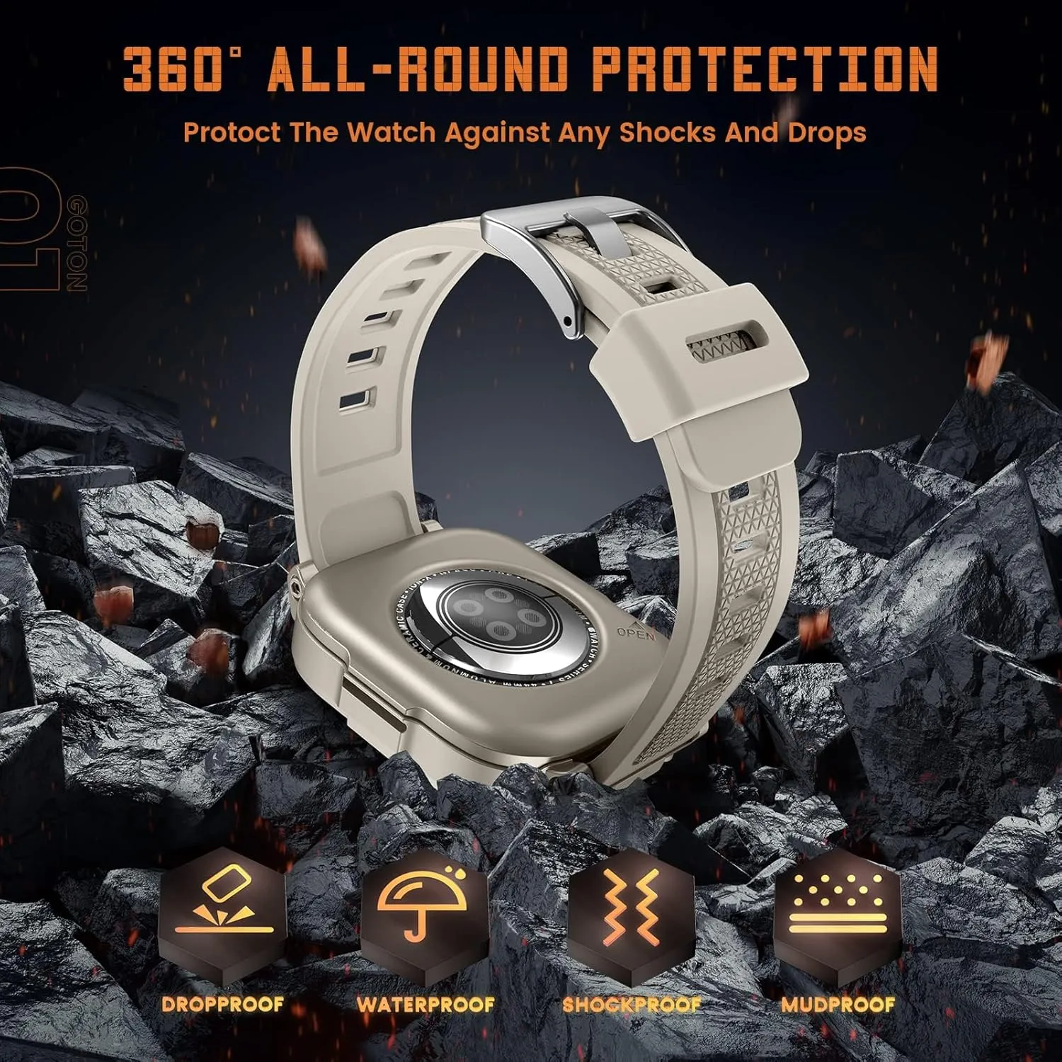 Goton 3 in 1 Waterproof Case and Band with Tempered Glass Screen Protector for Apple Watch Series 10 9 8 7 6 5 4 SE2 SE Ultra 46mm 42mm 44mm 40mm 45mm 41mm 49mm, Bumper Cover for iWatch Accessories