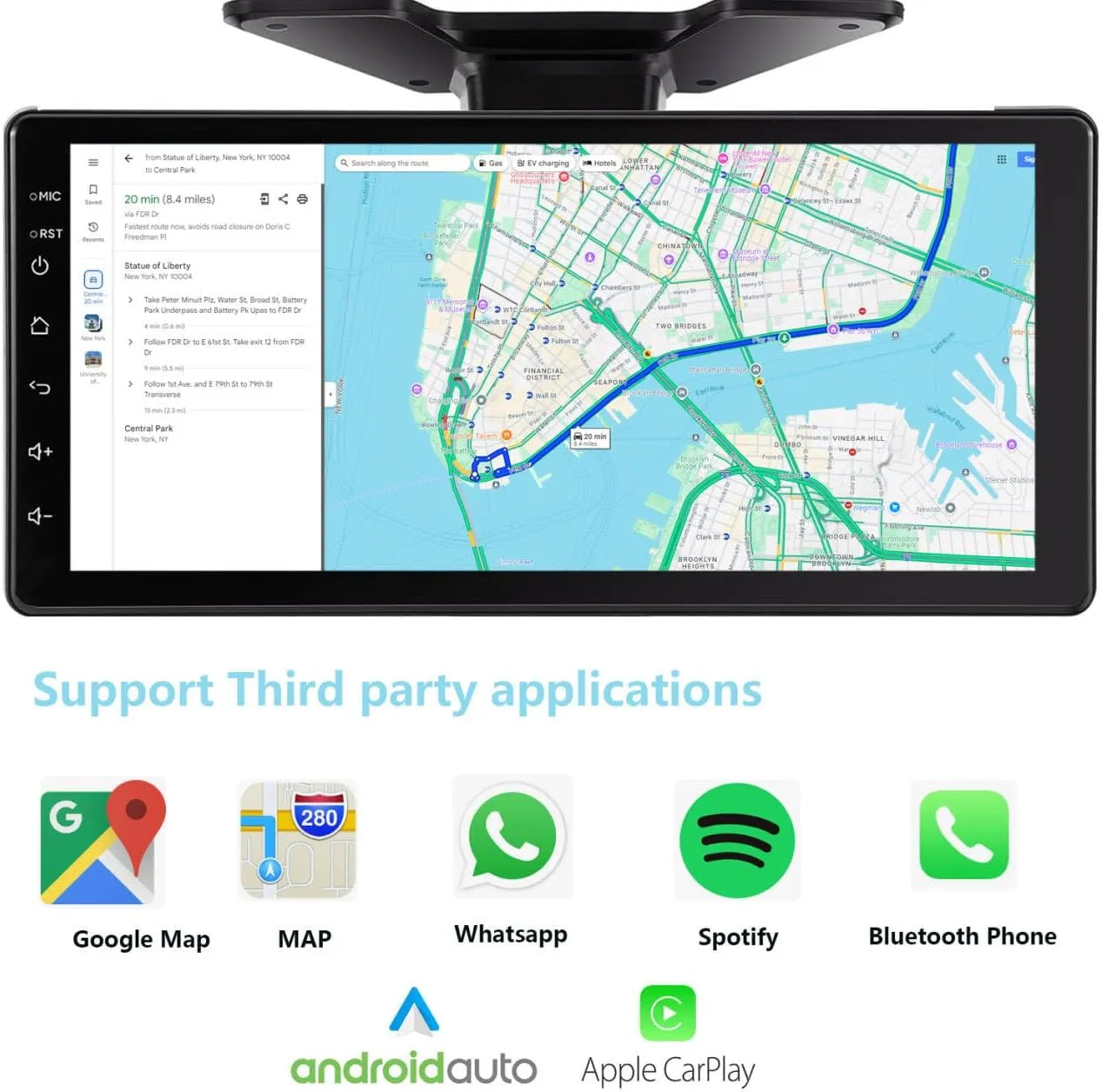 GPS Navigation Car Stereo with Carplay 10.36-Inch 6 Split 128GB 1080P Backup Camera Monitor & Built-in DVR for RV Truck Trailer Rear Side Front Reversing View Wired System Waterproof DGPS6