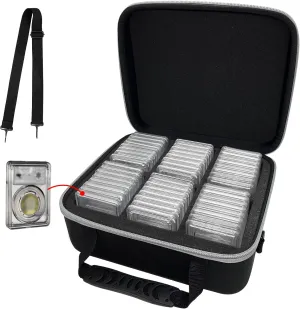 Graded Coin Storage Box Fits for 24-48 PCGS or NGC Graded Coin Slab,Coin Slab Holder with Handle, Individual Slots for Graded Coins, Graded Coin Case with Removable Thick Foam Slots(Case Only)