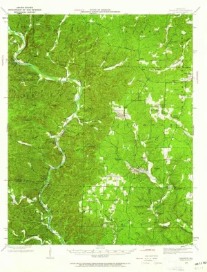 Grandin MO topo map, 1:62500 Scale, 15 X 15 Minute, Historical, 1944, Updated 1962, 20.8 x 16.9 in