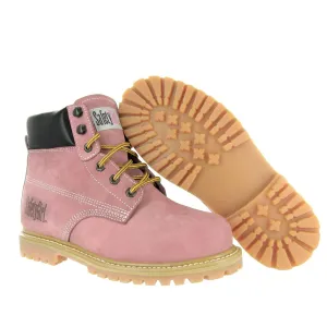 GS003-Lt Pink-11W Steel Toe Work Boots - Light Pink - 11W, English, Capacity, Volume, Leather, 11W, Pink ()