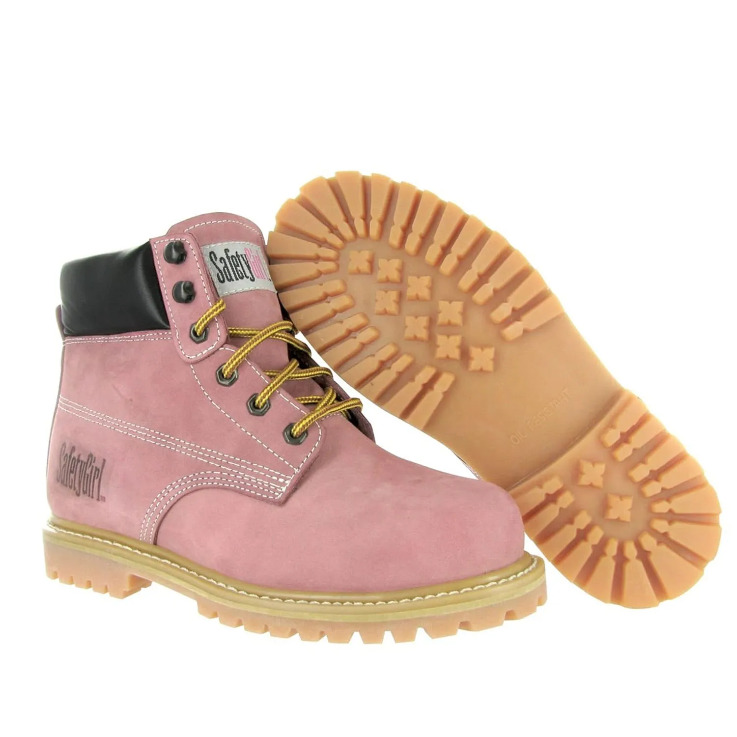 GS003-Lt Pink-11W Steel Toe Work Boots - Light Pink - 11W, English, Capacity, Volume, Leather, 11W, Pink ()