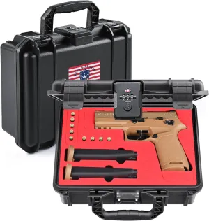 Gun Case for SIG SAUER P322/P365, Waterproof & Lockable Hard Pistol Case with Pre-Cut Foam, TSA Approved Firearm Travel Case, Handgun Case Not for Optics
