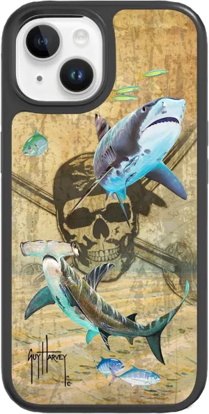 Guy Harvey Pirates & Sharks Dual-Layer Case in Onyx Black Designed for iPhone 15 by cellhelmet [Compatible with MagSafe] 13ft Drop Proof Certified | Shock Proof - Durable | As Seen on Shark Tank
