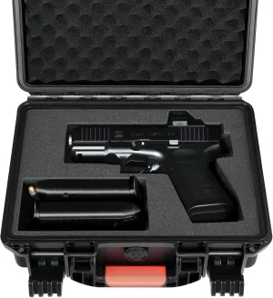 Handgun Pistol Case for Glock 19 Gen5 – DIY Air Travel Approved Waterproof Pistol Cases, Shockproof Customizable Foam Box | Durable Hard Shell Gun Case for Handguns | TSA Safe Locking Firearm Carrier