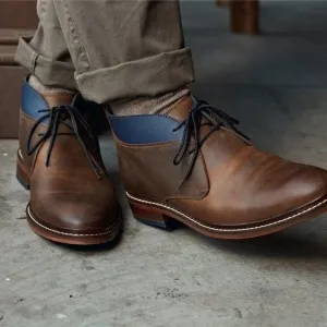 Handmade Antique Brown Leather Chukka Boots for Men