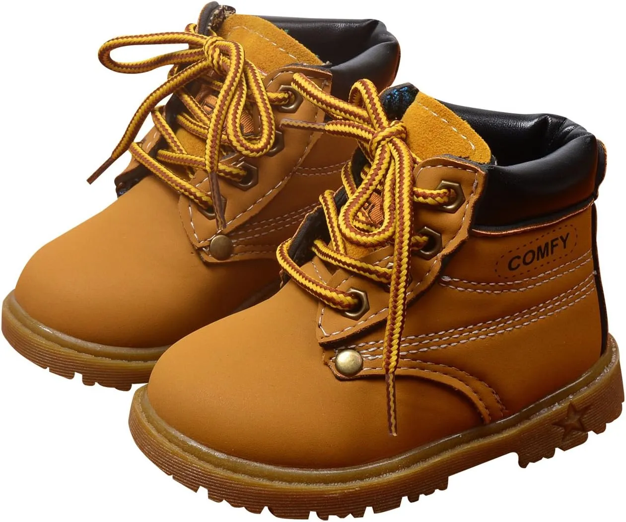 Happy Cherry Baby Winter Ankle Boots Leather Waterproof Lace Up Boots Flat Boots