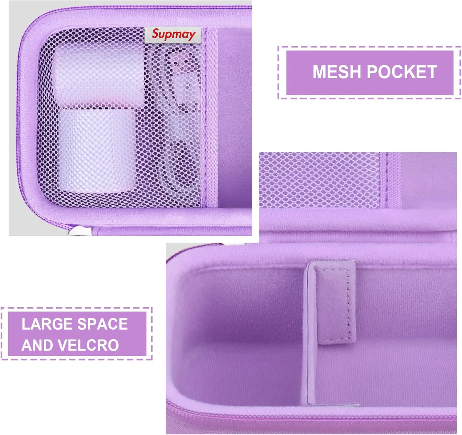 Hard Carrying Case for SUPVAN T50M Pro Bluetooth Label Maker Machine, Inkless Labeler Storage Travel Holder fit Label Tape, Charging Cable, User Manual, Purple