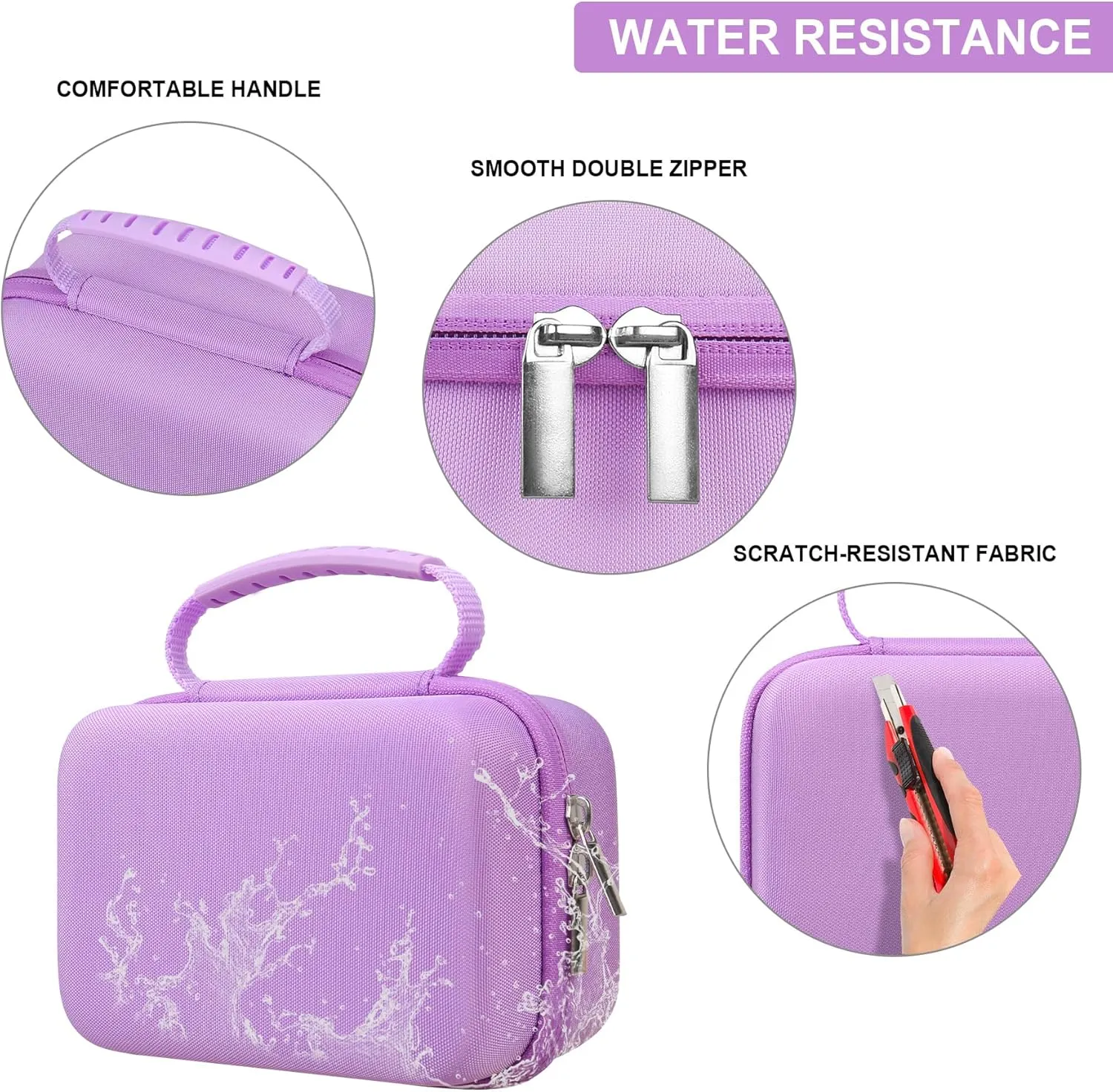Hard Carrying Case for SUPVAN T50M Pro Bluetooth Label Maker Machine, Inkless Labeler Storage Travel Holder fit Label Tape, Charging Cable, User Manual, Purple