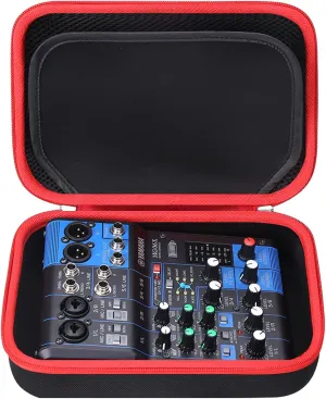 Hard Storage Case Compatible for YAMAHA MG06X MG06 6-Input Stereo Mixer, Protective Hard Shell Carrying Bag(CASE ONLY) (Black Red)